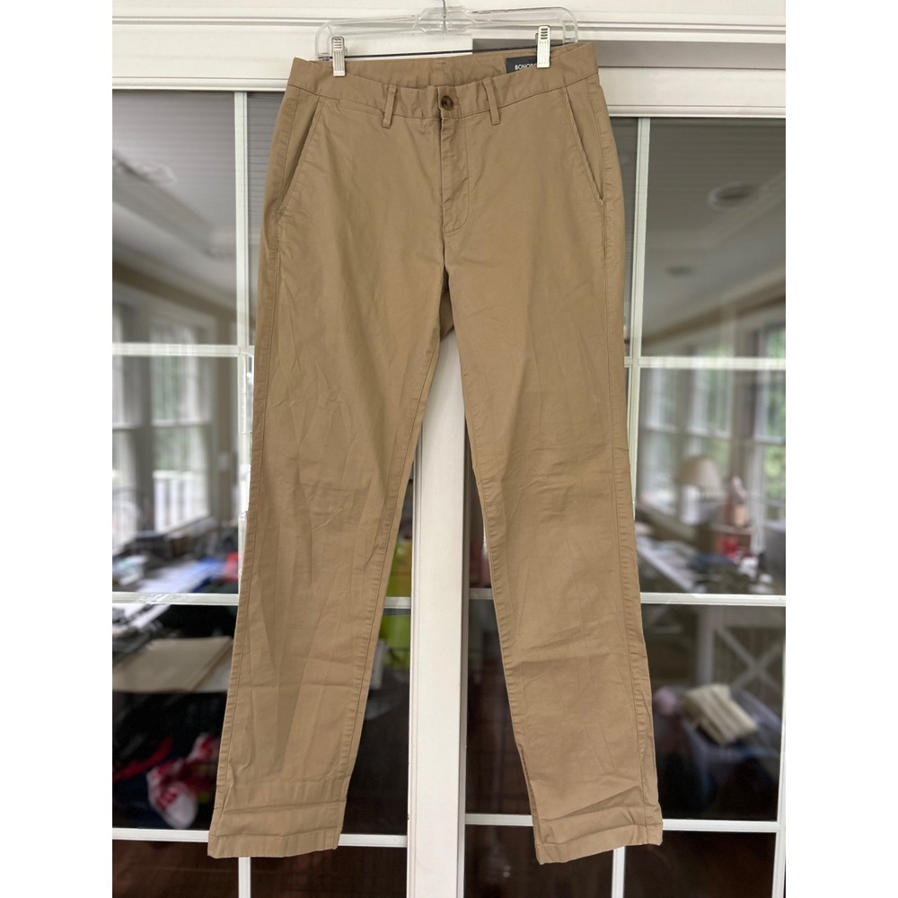 Bonobos Men's Pants Size 32/34 Khaki Slim Tailored Flat Front Casual EUC
